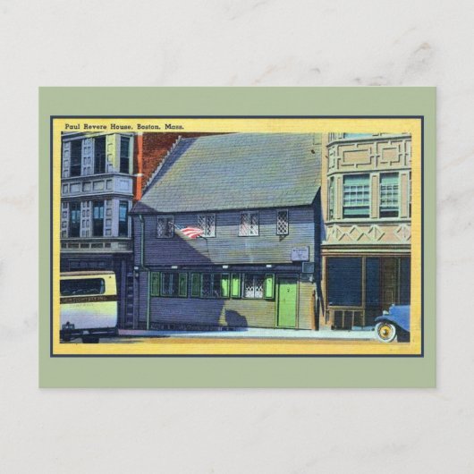 ヴィンテージ1930s-1940s Paul Revere House Boston MA ポストカード (正面)