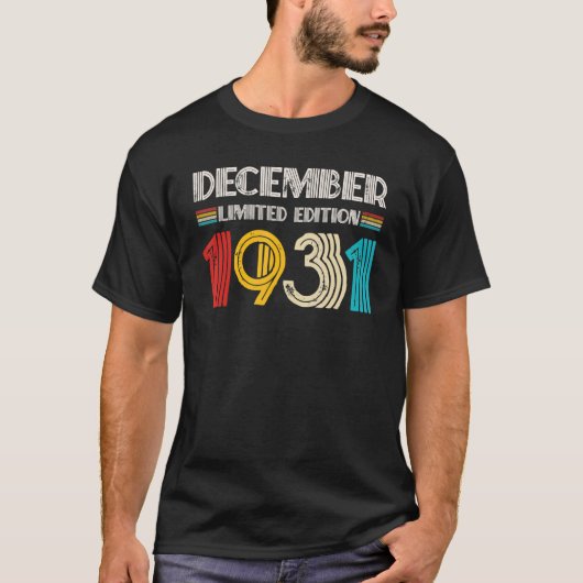 ヴィンテージ1931年12月91歳91誕生 Tシャツ (正面)