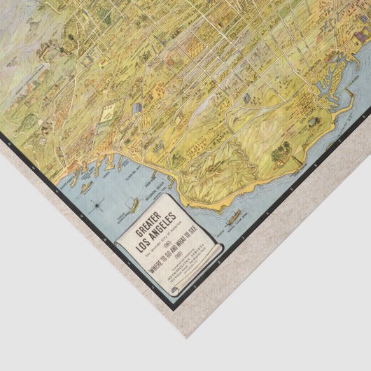 ヴィンテージ1932ロサンゼルス復元されたマップのデコページ 薄葉紙 (詳細)