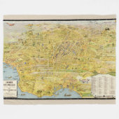 ヴィンテージ1932素晴らしロサンゼルス復元地図 フリースブランケット (正面(横))
