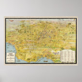ヴィンテージ1932素晴らしロサンゼルス復元地図 ポスター (正面)