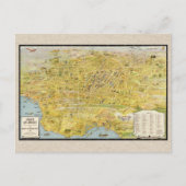 ヴィンテージ1932素晴らしロサンゼルス復元地図 ポストカード (正面)