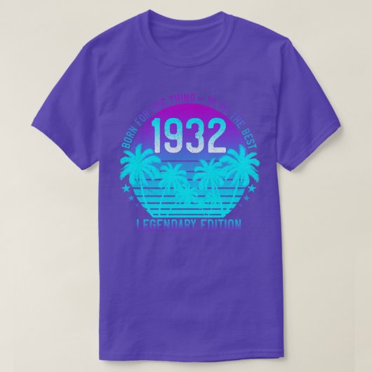 ヴィンテージ1932 89誕生日エステティックサンセットパーム8 Tシャツ (デザイン正面)
