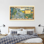 ヴィンテージ1932 Oregon Trail Restored Extra Large Map キャンバスプリント (インサイチュ (寝室))