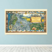 ヴィンテージ1932 Oregon Trail Restored Extra Large Map キャンバスプリント (インサイチュ (ウッドフロア))