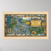 ヴィンテージ1932 Oregon Trail Restored Extra Large Map ポスター (正面)