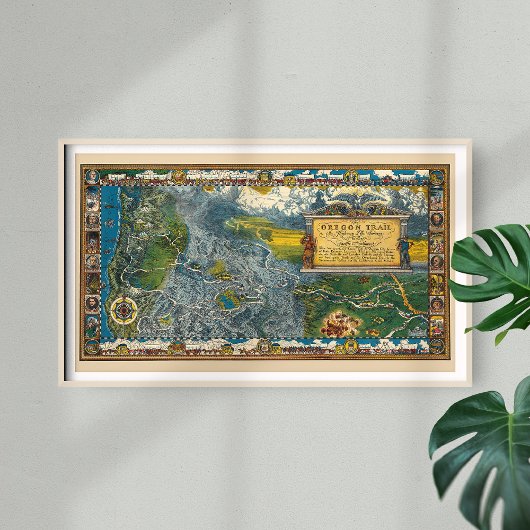 ヴィンテージ1932 Oregon Trail Restored Extra Large Map ポスター