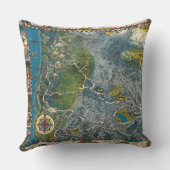 ヴィンテージ1932 Oregon Trail Restored Map クッション (裏面)