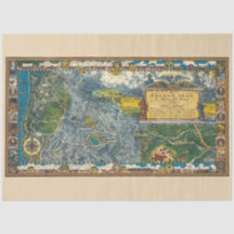 ヴィンテージ1932 Oregon Trail Restored Map Decopage