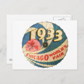 ヴィンテージ1933シカゴワールドのフェア土産芸術 ポストカード (正面/裏面)