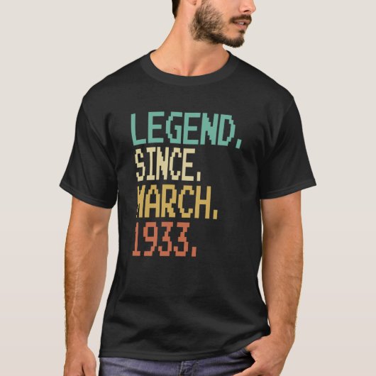 ヴィンテージ1933年3月誕生日90歳製1年 Tシャツ (正面)
