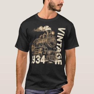 ヴィンテージ1934スチームパンク蒸気機関車90th tシャツ
