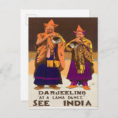ヴィンテージ1934参照インドDarjeeling Lamaダンス旅行 ポストカード (正面/裏面)