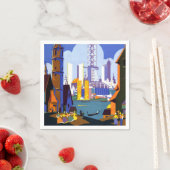 ヴィンテージ1934 Chicago World Fair Travelポスター スタンダードカクテルナプキン (インサイチュ)