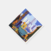 ヴィンテージ1934 Chicago World Fair Travelポスター スタンダードカクテルナプキン (角)