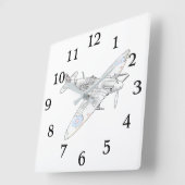 ヴィンテージ1936スピットファイヤー航空機カモフラージュ スクエア壁時計 (傾斜)
