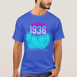 ヴィンテージ1936誕生日85thエステティックサンセットパーム tシャツ