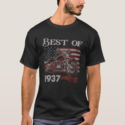ヴィンテージ1937年最高のバイクバルトの米国国旗 Tシャツ (正面)