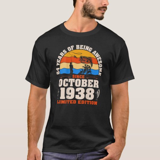 ヴィンテージ1938年10月84歳魚釣り恋人84T Tシャツ (正面)