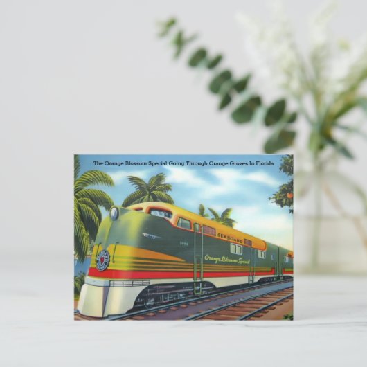 ヴィンテージ1939オレンジブロッサムスペシャルフロリダ列車 ポストカード (スタンド正面)