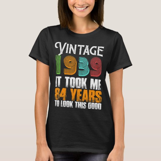 ヴィンテージ1939 84歳誕生日レトロ 父の Tシャツ (正面)