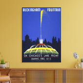 ヴィンテージ1939 Poster, Chicago's Buckingham Fountain キャンバスプリント (インサイチュ (リビング))