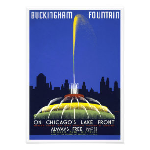 ヴィンテージ1939 Poster, Chicago's Buckingham Fountain フォトプリント