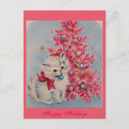 ヴィンテージ1940クリスマスキャット シーズンポストカード