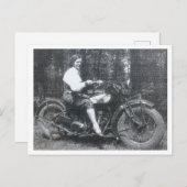 ヴィンテージ1940年代のオートバイの女性写真 ポストカード (正面/裏面)