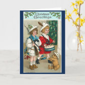 ヴィンテージ1940年代のクリスマスカスタムメッセージ カード (黄色い花)