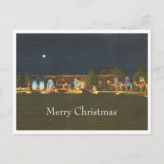 ヴィンテージ1940年代の出生シーンのクリスマス ポストカード (正面)