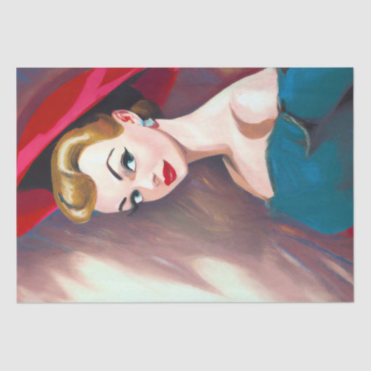 ヴィンテージ1940年代の1950年代の女性のデコパージュ 薄葉紙 (正面)