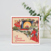 ヴィンテージ1940年代オールドファッションクリスマス シーズンカード (スタンド正面)