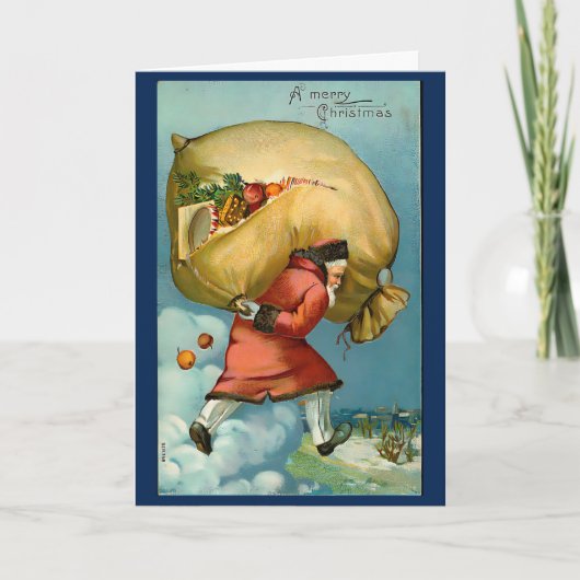 ヴィンテージ1940年代クリスマスサンタクロースカスタムメッセージ カード (正面)