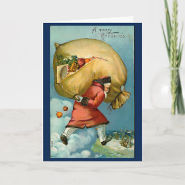 ヴィンテージ1940年代クリスマスサンタクロースカスタムメッセージ カード