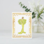 ヴィンテージ1940年代ファッションライムハリウッドガウンアート ポストカード (スタンド正面)