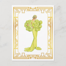 ヴィンテージ1940年代ファッションライムハリウッドガウンアート ポストカード