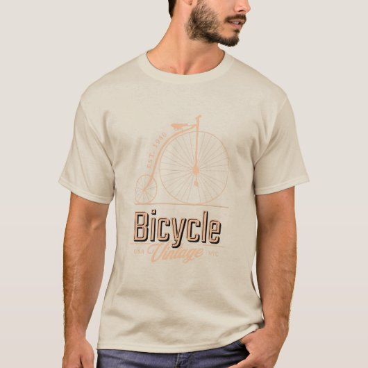 ヴィンテージ1940自転車ベージュTシャツ Tシャツ (正面)