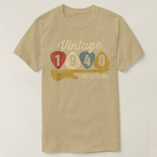ヴィンテージ1940誕生日レトロギター82誕生日P Tシャツ (デザイン正面)