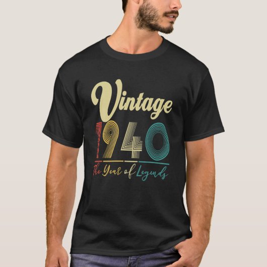 ヴィンテージ1940 82番目の誕生日82歳のギフトマンW Tシャツ (正面)