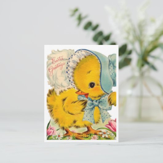 ヴィンテージ1940sイースターグリーティングベビーシック シーズンポストカード (スタンド正面)