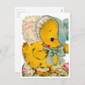 ヴィンテージ1940sイースターグリーティングベビーシック シーズンポストカード (正面/裏面)