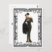 ヴィンテージ1940sレトロブラック切り出しドレスポスター ポストカード (正面/裏面)