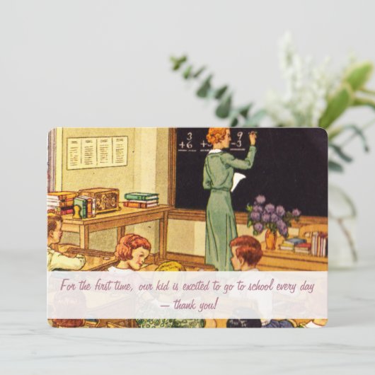 ヴィンテージ1940s教室ありがとうご先生カード 招待状 (スタンド正面)