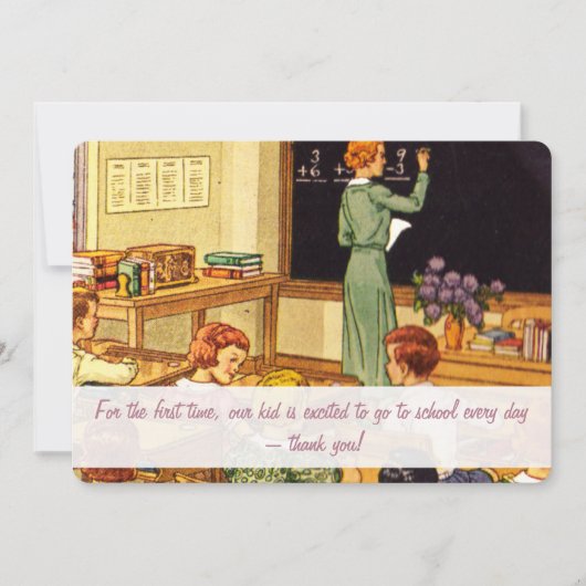 ヴィンテージ1940s教室ありがとうご先生カード 招待状 (正面)