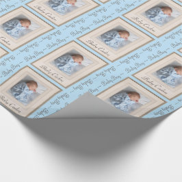 ヴィンテージ1940s Mat (写真挿入および男の赤ちゃん名付き) ラッピングペーパー