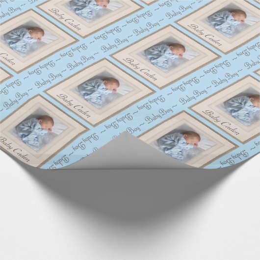 ヴィンテージ1940s Mat (写真挿入および男の赤ちゃん名付き) ラッピングペーパー (角)