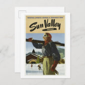 ヴィンテージ1940s Sun Valley Idaho USAスキー旅行ポスト ポストカード (正面/裏面)
