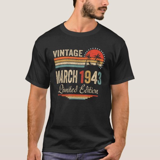 ヴィンテージ1943年3月79歳誕生日 Tシャツ (正面)