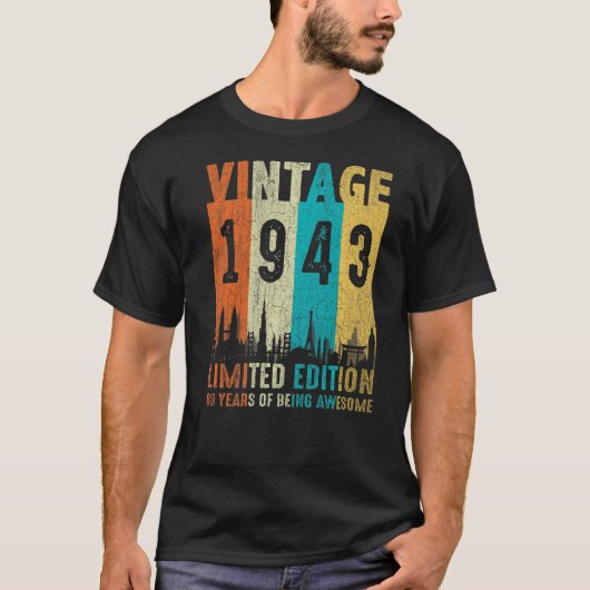 ヴィンテージ1943 80誕生日女性 Tシャツ (正面)